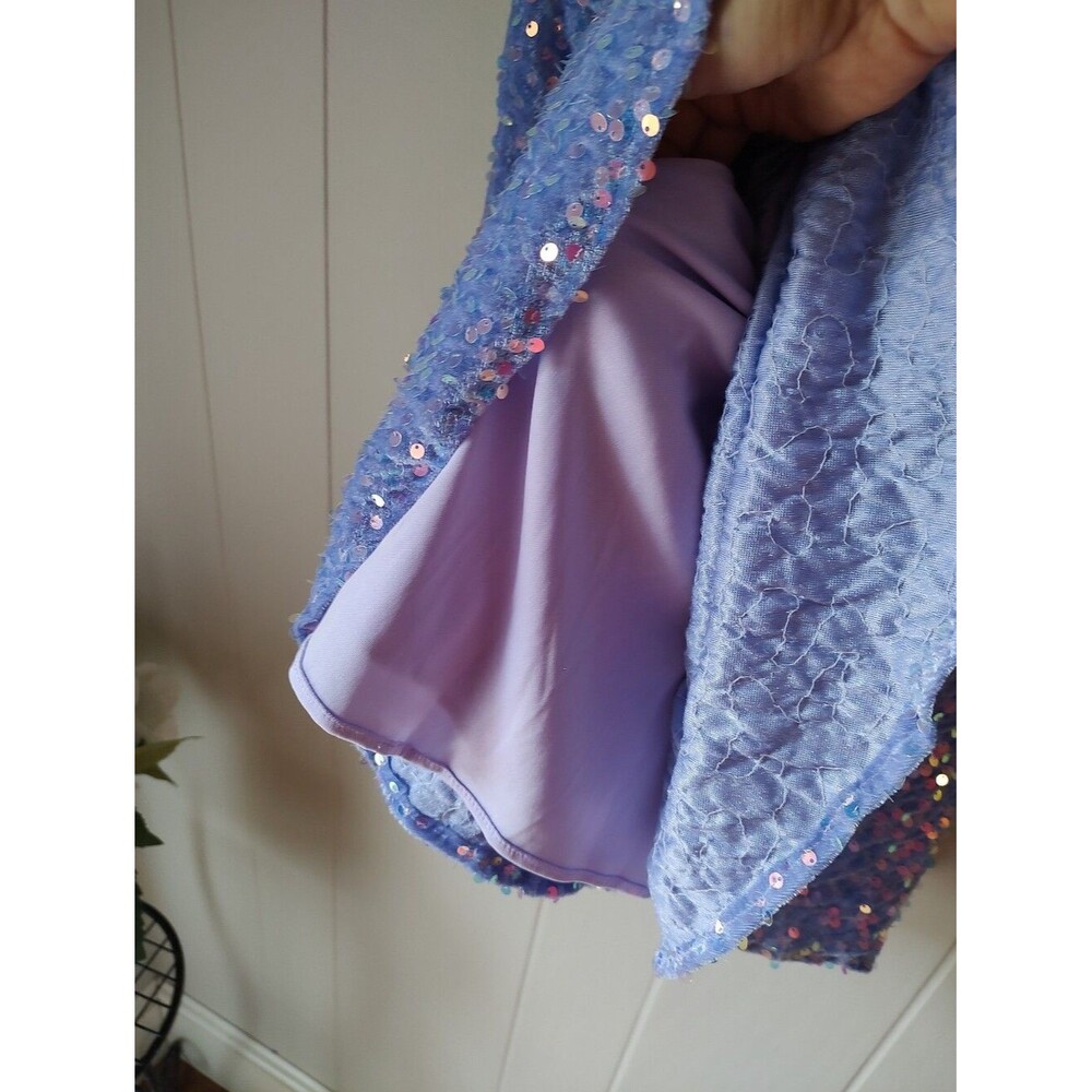 Sequin One-Shoulder Lavender Party Dress - Picture 4 of 10